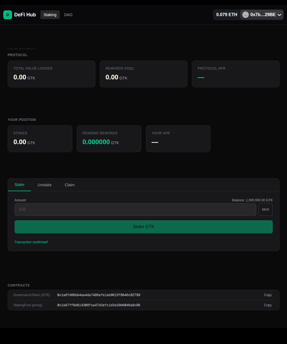DeFi Hub Screenshot